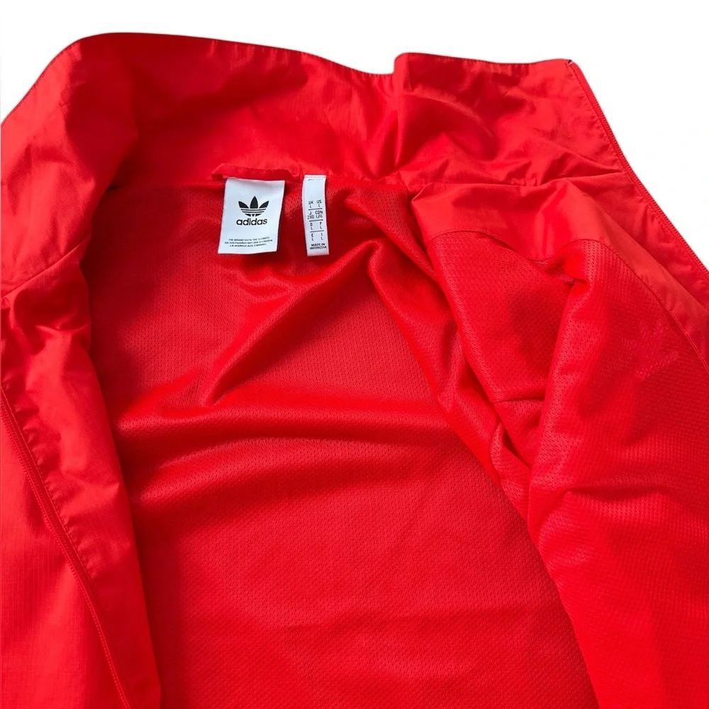Adidas Originals Men's 3D Trefoil 3-Stripes Windbreaker Jacket Active Red Size L